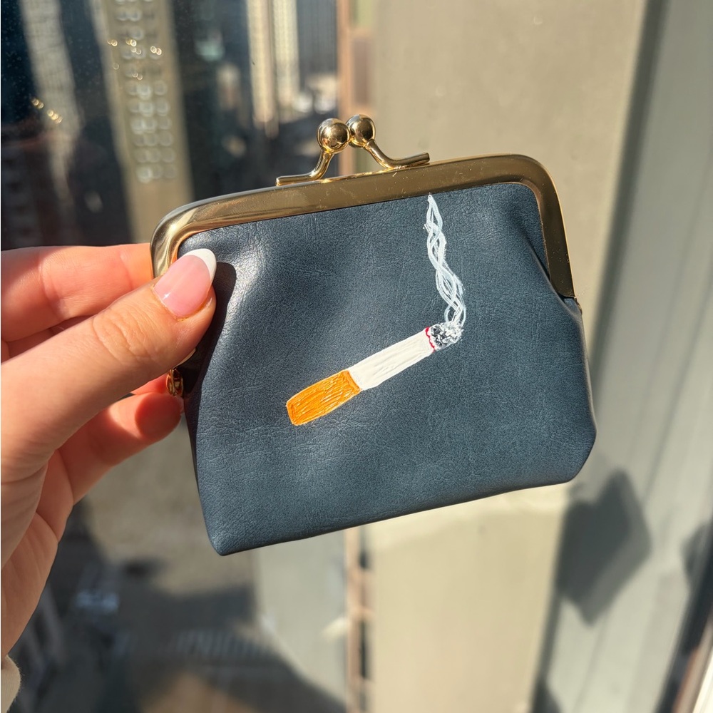 Hand painted cigarette coin purse